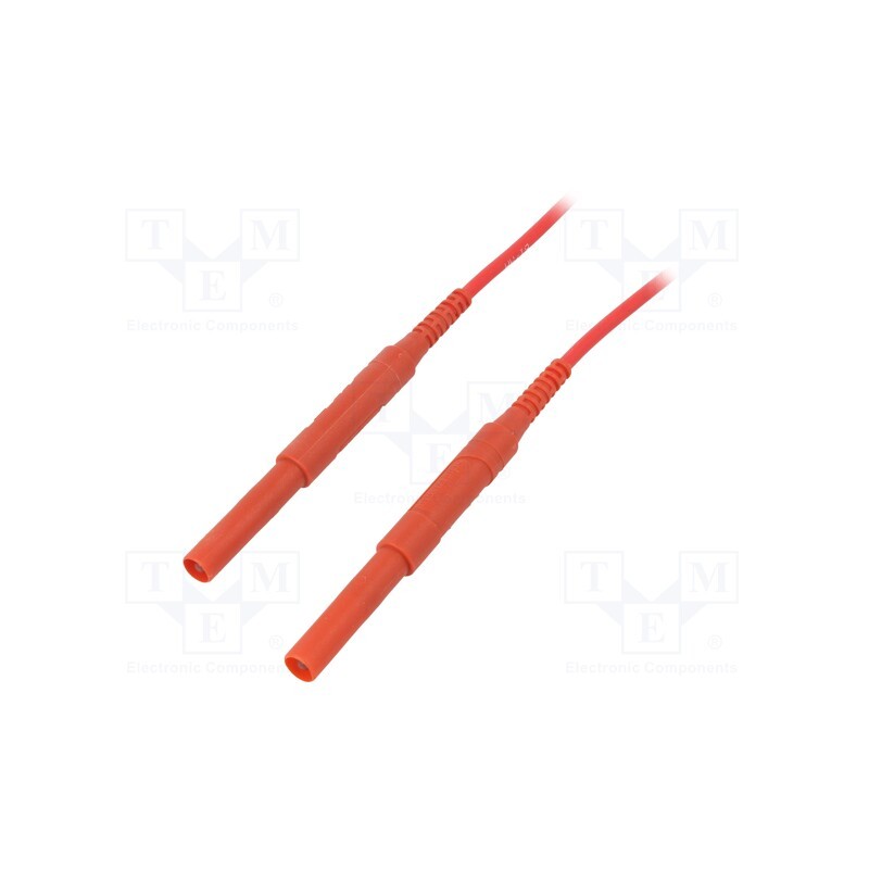 1 pcs x SCHu00dcTZINGER - HSPL 8568 / AWG16 / 50 / RT - Test lead, 6kVDC, 6kVAC, 16A, banana plug 4mm,both sides, red