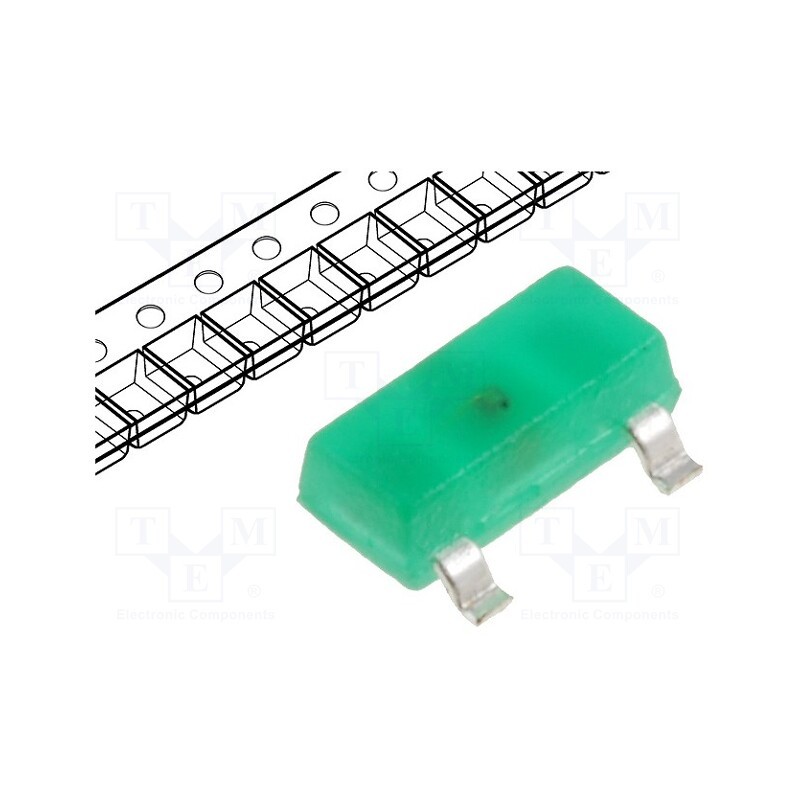 2 pcs x KINGBRIGHT ELECTRONIC - KM-23SGD-F - LED, SMD, SOT23, green, 2.6÷8mcd, 3x1.3x1.05mm, 140°, 2.2÷2.5V, 20mA