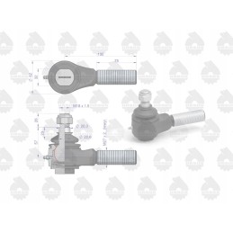 Short left ball joint, threaded, with nut 8