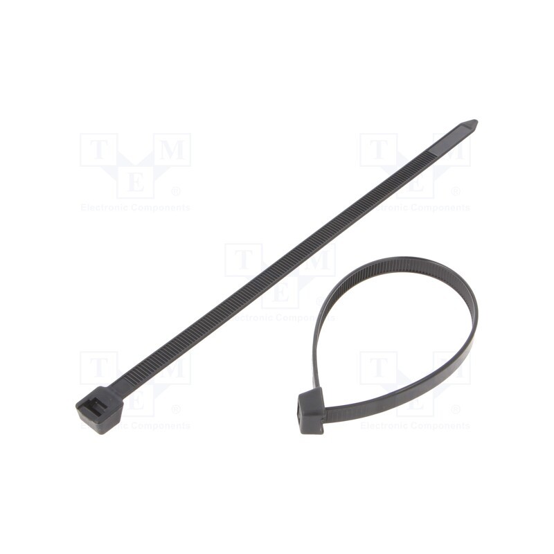 100 pcs x BM GROUP - BMN2076 - Cable tie, L: 200mm, W: 7.6mm, polyamide, 550N, black, Ømax: 51mm
