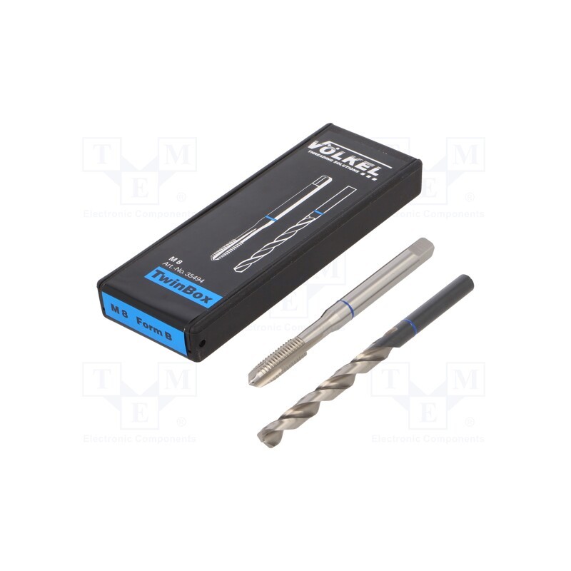 1 set x Vu00d6LKEL - 35494 - Tap, high speed steel cobalt HSS-E, M8, 1.25, ISO2/6H, 2pcs.
