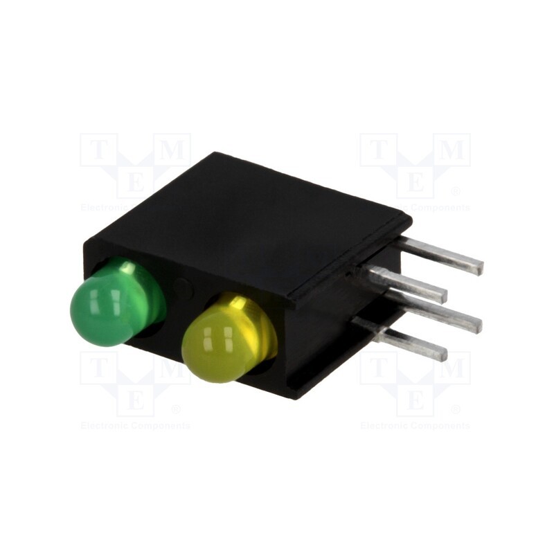 2 pcs x KINGBRIGHT ELECTRONIC - L-7104MD/1LG1LYD - LED, in housing, yellow/green, 3mm, No.of diodes: 2, 2mA, 40°
