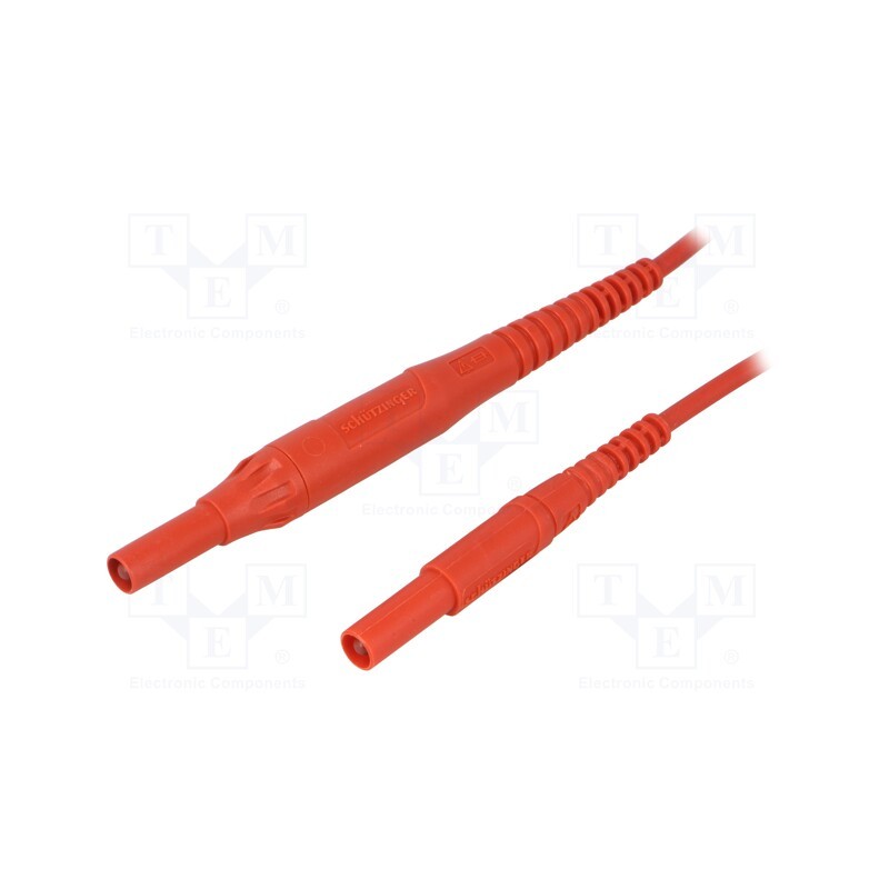 1 pcs x SCHu00dcTZINGER - MSFK B441 / 1 / 200 / RT - Test lead, 8A, banana plug 4mm,both sides, Len: 2m, red