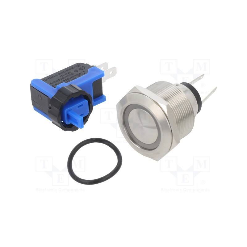 1 pcs x ONPOW - LCA25-11ZE/B/12V/S - Switch: vandal resistant, Pos: 2, SPST NC + NO, 300mA/250VDC, IP65