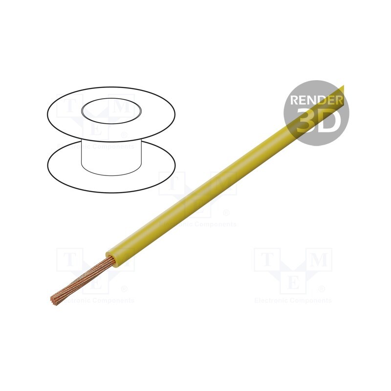 100 m x BQ CABLE - FLRY-A0.22-YL - Wire, FLRY-A, 1x0.22mm2, stranded, Cu, PVC, yellow, 60V, 100m