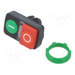 1 pcs x SCHNEIDER ELECTRIC - ZB5AW7L3741 - Switch: double, 22mm, Stabl.pos: 1, green/red, IP20, flat + convex