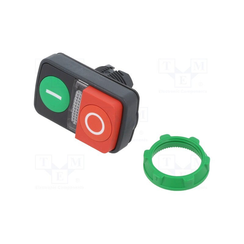 1 pcs x SCHNEIDER ELECTRIC - ZB5AW7L3741 - Switch: double, 22mm, Stabl.pos: 1, green/red, IP20, flat + convex