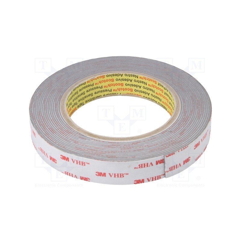 1 rol x 3M - 3M 4941 19MM 5.5M - Tape: fixing, W: 19mm, L: 5.5m, Thk: 1100um, acrylic, grey