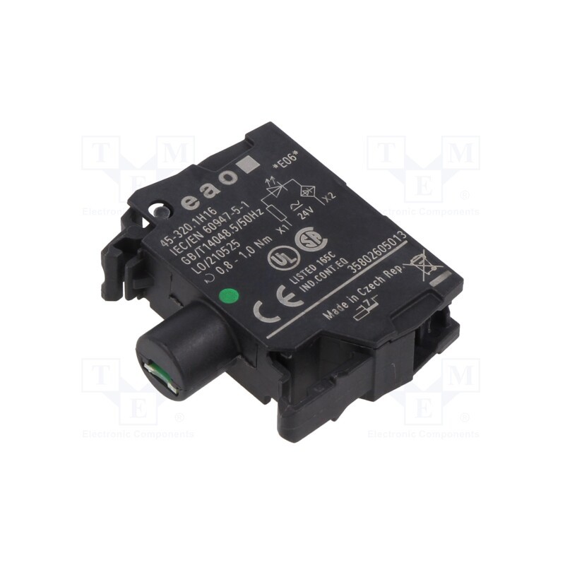 1 pcs x EAO - 45-320.1H16 - Illuminating unit, 22mm, 45, front fixing, 24VAC, green, 24VDC