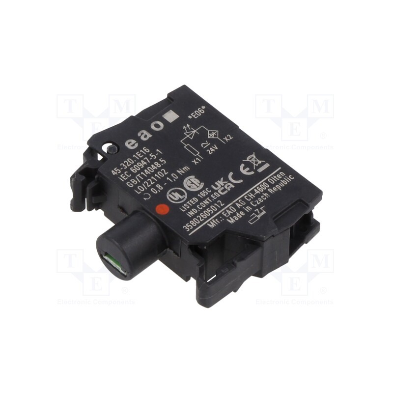 1 pcs x EAO - 45-320.1E16 - Illuminating unit, 22mm, 45, front fixing, 24VAC, red, 24VDC