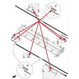 La327840145 thick grooved scythe blade agco