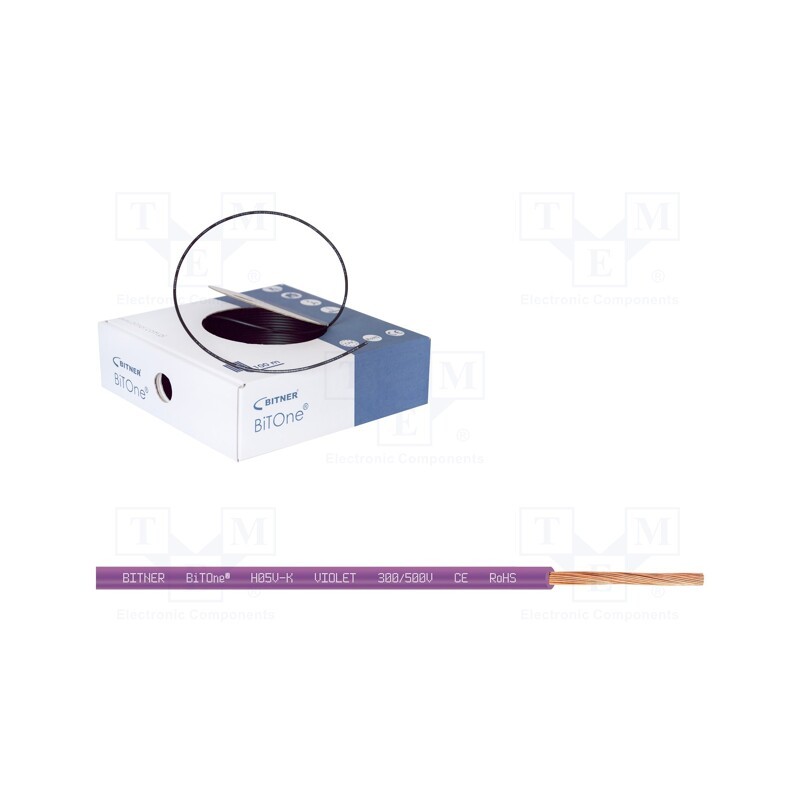 100 m x BITNER - IG2051.08 - Wire, BiTOne,H05V-K, stranded, Cu, 0.75mm2, PVC, violet, 300V,500V