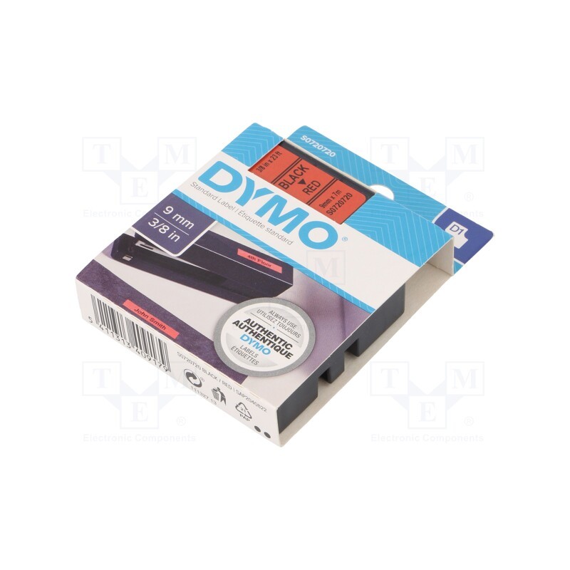 1 pcs x DYMO - S0720720 - Tape, 9mm, 7m, red, Character colour: black