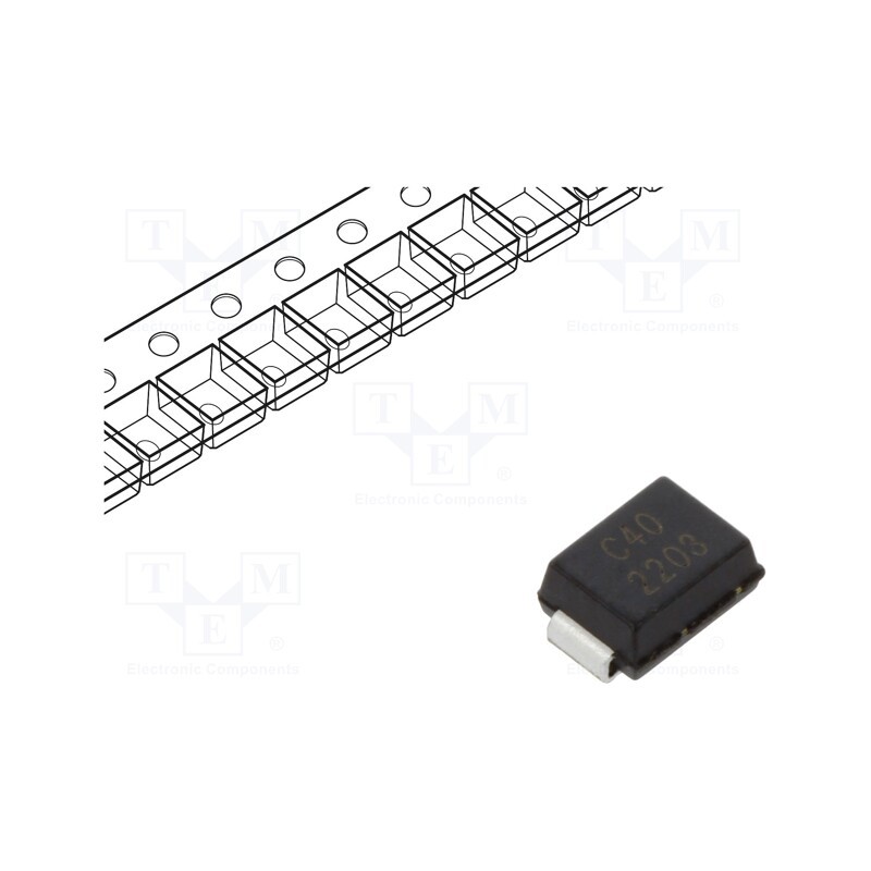 3 pcs x EATON ELECTRIC - 10BJ40CA - Diode: TVS, 1kW, 44.4÷49.1V, 15.5A, bidirectional, SMB,