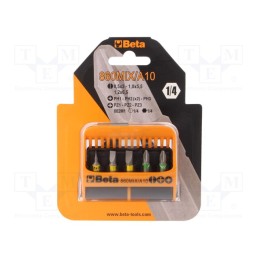 1 set x BETA - 860MIX/A10 - Kit: screwdriver bits, Phillips,Pozidriv®,slot, 10pcs.
