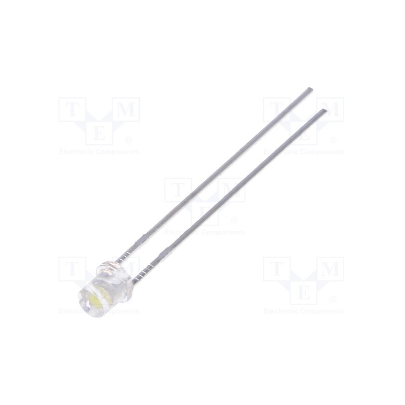 1 pcs x LUCKYLIGHT - LL-304WC1X-W2-3P - LED, 3mm, white cold, 780÷1300mcd, 100°, Front: flat, 2.6÷3.6V