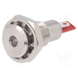 1 pcs x BULGIN - DX0505/RD/12 - Indicator: LED, flat, red, 12VDC, Ø12.1mm, IP67, stainless steel