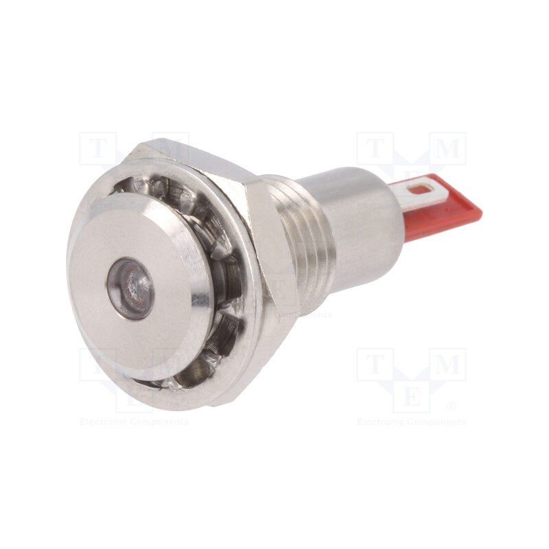 1 pcs x BULGIN - DX0505/RD/12 - Indicator: LED, flat, red, 12VDC, Ø12.1mm, IP67, stainless steel