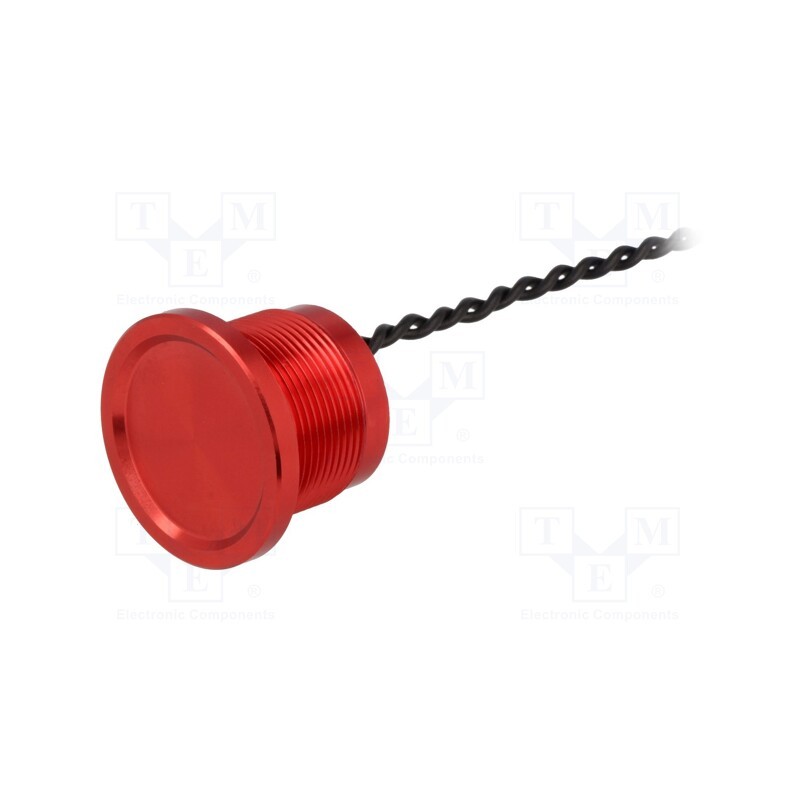 1 pcs x ONPOW - PS223Z10YRD1 (RED ANODIZED) - Switch: piezoelectric, Pos: 2, SPST-NO, 0.2A/24VAC, 0.2A/24VDC