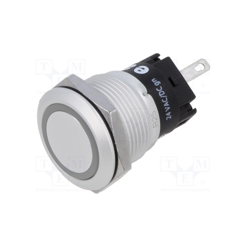 1 pcs x EAO - 82-5551.0134 - Indicator: LED, flat, green, 24VDC, 24VAC, Ø19mm, Body: silver