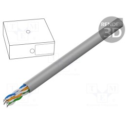 100 m x GEMBIRD - UPC-5004E-SOL/100 - Wire, U/UTP, 4x2x24AWG, 5e, solid, CCA, PVC, grey, 100m, Øcable: 5.2mm