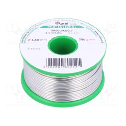 1 pcs x CYNEL - SN99C-1.5/0.25 - Soldering wire, Sn99,3Cu0,7, 1.5mm, 250g, lead free, reel, 227°C