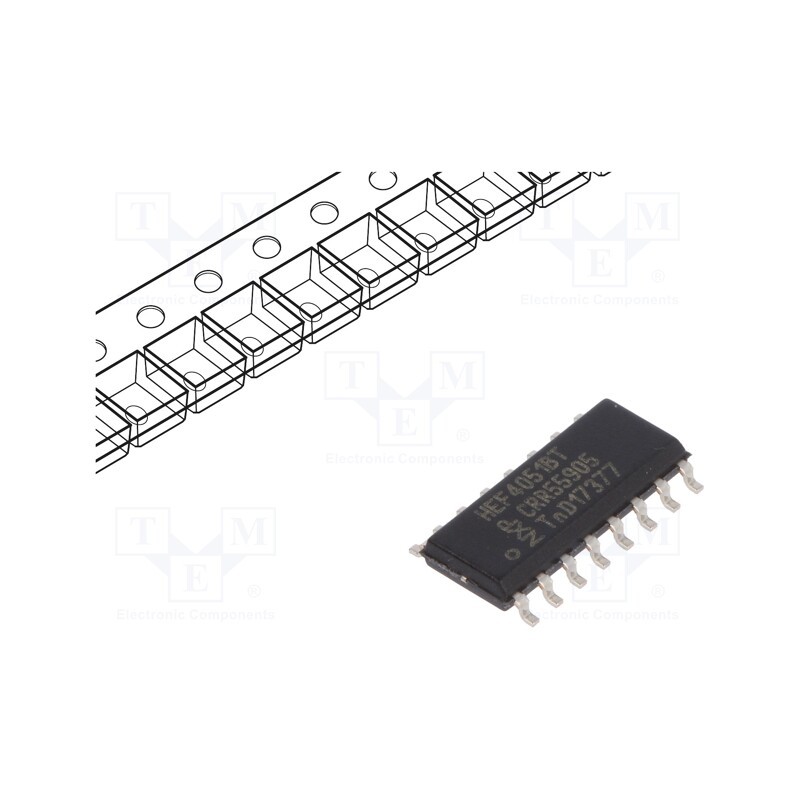 1 pcs x NEXPERIA - HEF4051BT,653 - IC: digital, analog,demultiplexer,multiplexer, Ch: 1, CMOS, SMD