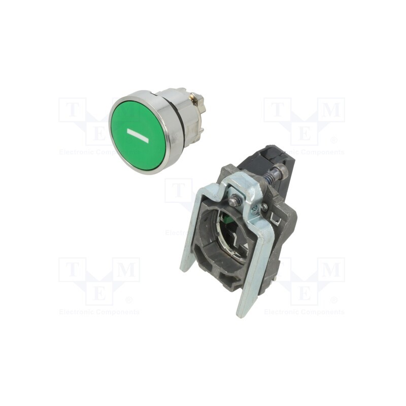 1 pcs x SCHNEIDER ELECTRIC - XB4BA3311 - Switch: push-button, 22mm, NO, flat, green, Ø22mm, Button marking: I