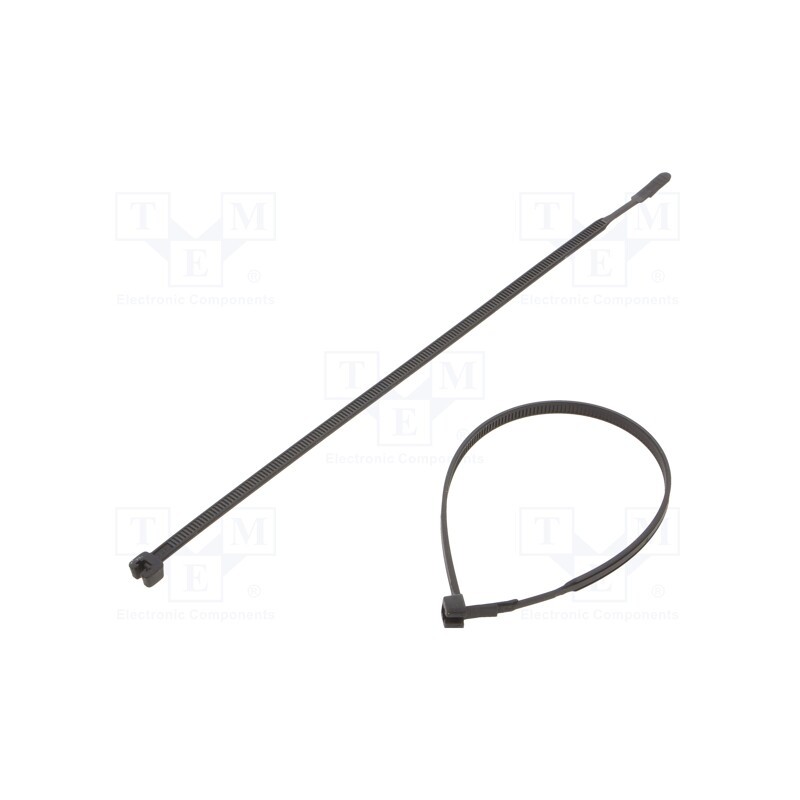 100 pcs x HELLERMANNTYTON - 109-00041 - Cable tie, L: 200mm, W: 3.6mm, polyamide, 130N, black, Ømax: 50mm