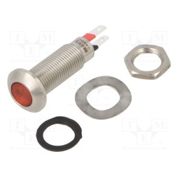 1 pcs x MARL - 524-501-23 - Indicator: LED, flat, red, 24÷28VDC, Ø8.1mm, IP67, stainless steel