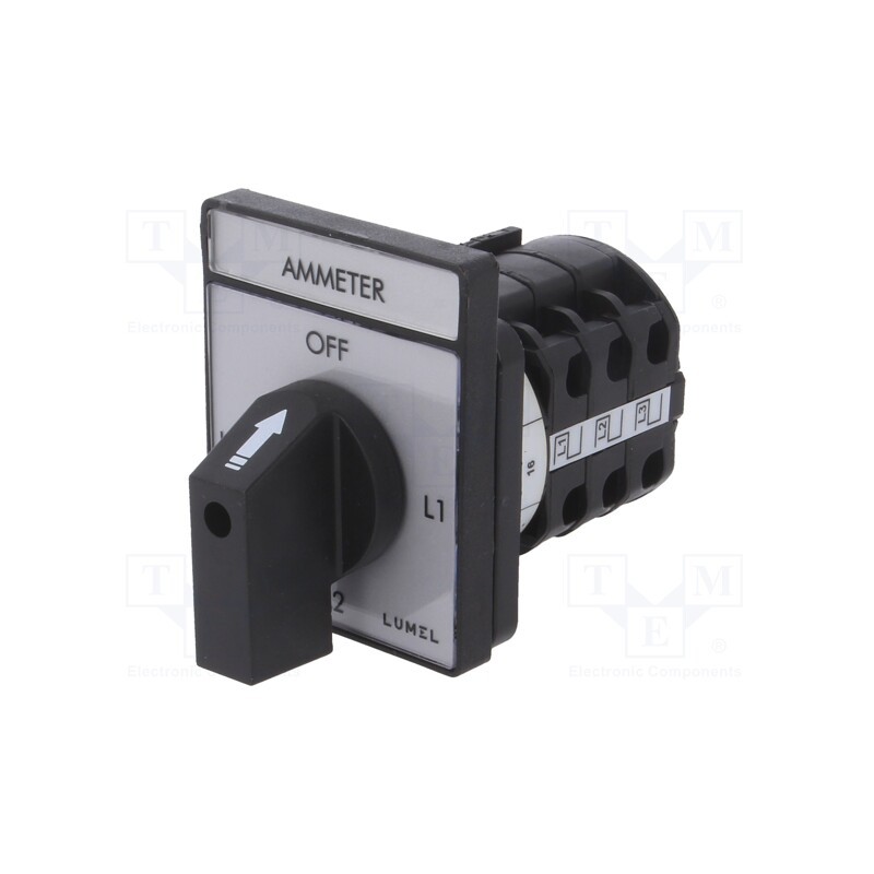1 pcs x LUMEL - PKT4-C97TXXXOFA000 - Switch: ammeter cam switch, Stabl.pos: 4, 16A, OFF-L1-L2-L3, Pos: 4