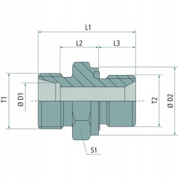 Straight hydraulic connector, connection m22x1 5 g 1 2