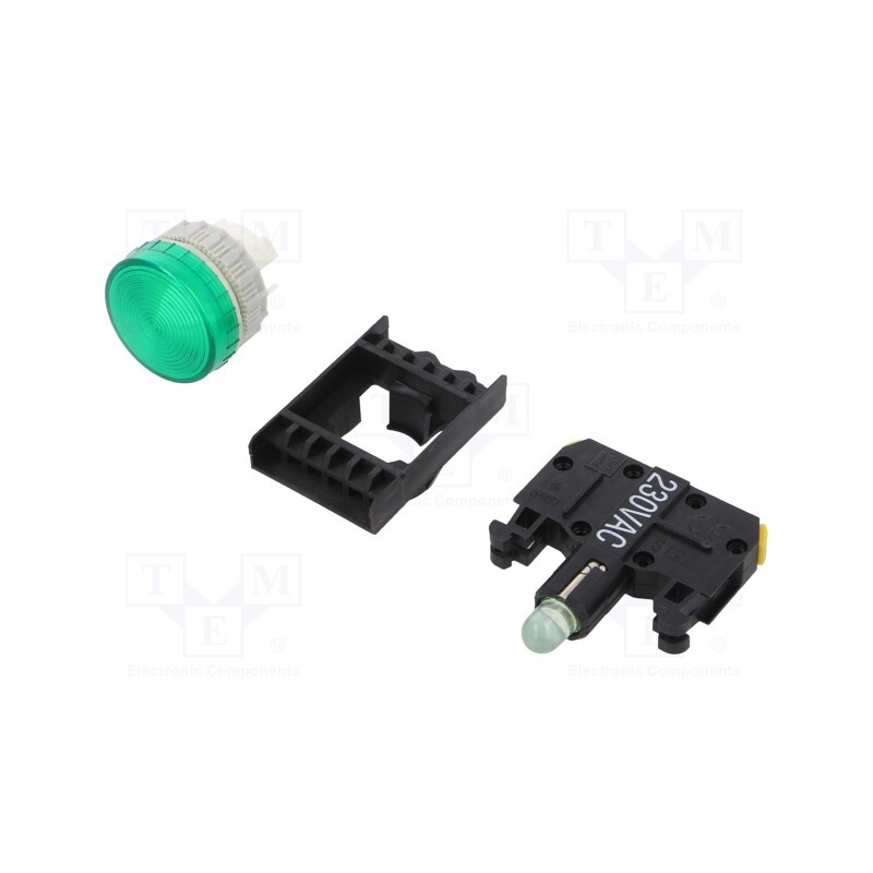 1 pcs x SPAMEL - ST22-LZ-230-LED\AC - Control lamp, 22mm, ST22, -25÷70°C, Illumin: LED, Ø22mm, IP65, green