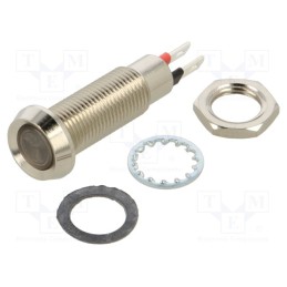 1 pcs x MARL - 508-532-21 - Indicator: LED, recessed, green, 12VDC, Ø8.1mm, IP67, brass