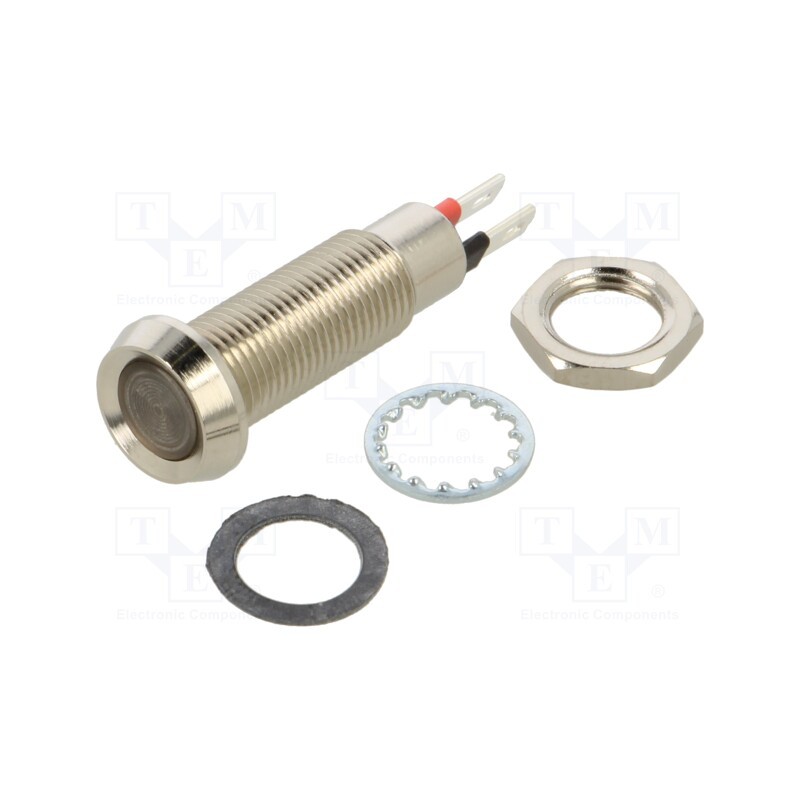 1 pcs x MARL - 508-532-21 - Indicator: LED, recessed, green, 12VDC, Ø8.1mm, IP67, brass