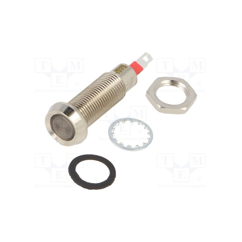 1 pcs x MARL - 508-532-23 - Indicator: LED, recessed, green, 24÷28VDC, Ø8.1mm, IP67, brass