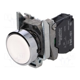 1 pcs x SCHNEIDER ELECTRIC - XB4BA11 - Switch: push-button, 22mm, Stabl.pos: 1, NO, white, none, 3A/240VAC