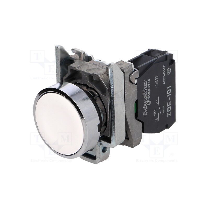 1 pcs x SCHNEIDER ELECTRIC - XB4BA11 - Switch: push-button, 22mm, Stabl.pos: 1, NO, white, none, 3A/240VAC