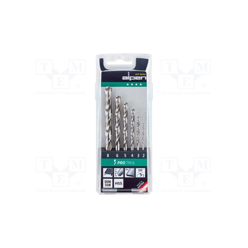 1 set x ALPEN-MAYKESTAG - 111806100 - Drill set, for metal, high speed steel stal szybkotnąca HSS