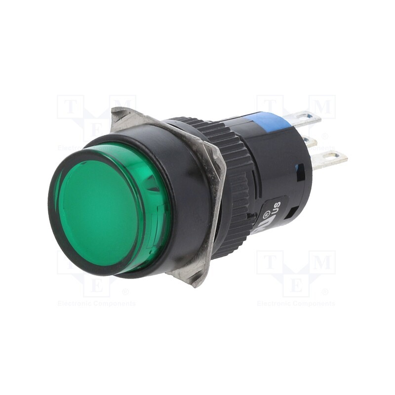 1 pcs x C&K - PLP1600RD6SA6 - Switch: push-button, Pos: 2, 5A/250VAC, ON-(ON), IP65, green