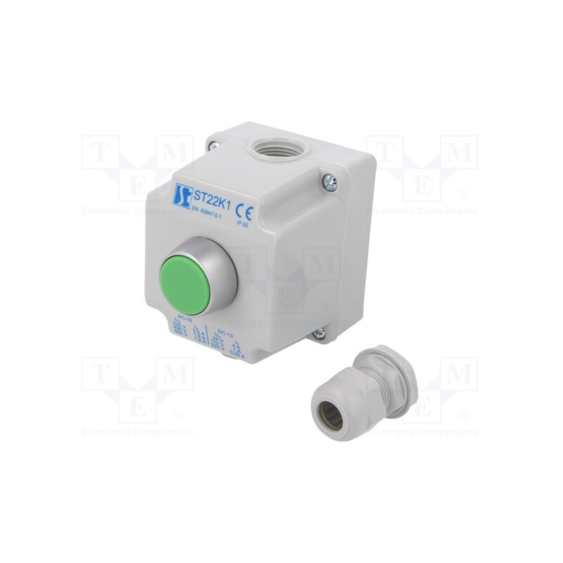 1 pcs x SPAMEL - ST22K1\01-1 - Control station, ST22, No.of butt: 1, flat, IP65, plastic, NO