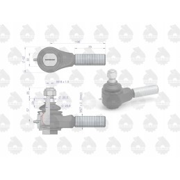 Short left ball joint, threaded, with nut 8