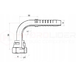 Dkj 90 fitting dn6 1 2sn unf1 2 20 x10 hydrolider