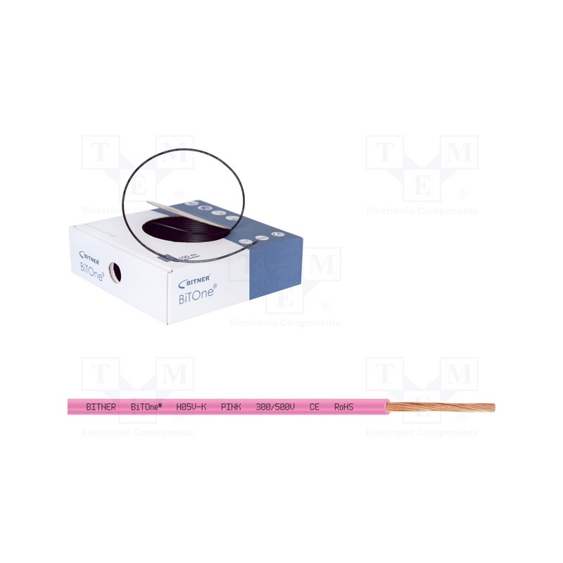 100 m x BITNER - IG2051.43 - Wire, BiTOne,H05V-K, stranded, Cu, 0.75mm2, PVC, pink, 300V,500V
