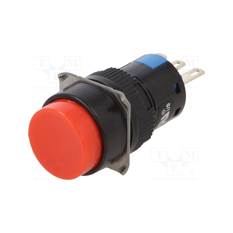 1 pcs x C&K - PLP16C1RD3SE6 - Switch: push-button, Pos: 2, 5A/250VAC, ON-ON, IP65, green, 18x18mm