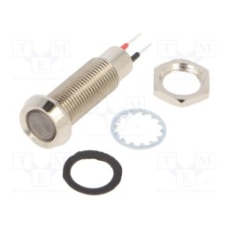 1 pcs x MARL - 508-501-23 - Indicator: LED, recessed, red, 24÷28VDC, Ø8.1mm, IP67, brass