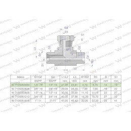 Symmetrical hydraulic tee, inch bab 1 4
