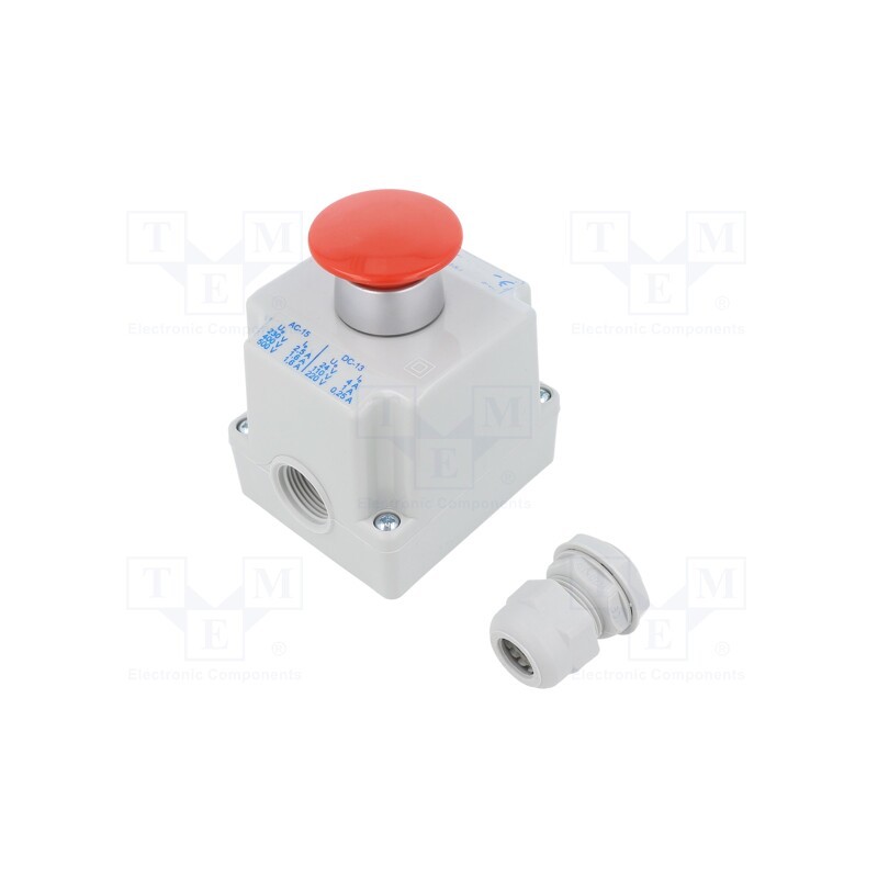 1 pcs x SPAMEL - ST22K1\04-1 - Control station, ST22, No.of butt: 1, mushroom, IP65, plastic, NC