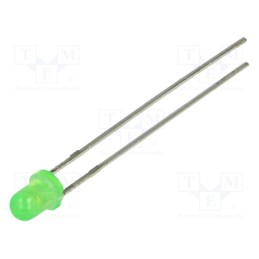 1 pcs x LUCKYLIGHT - LL-304GD2E-1A - LED, 3mm, green, 4÷11mcd, 34°, Front: convex, 1.7÷2.6V, No.of term: 2