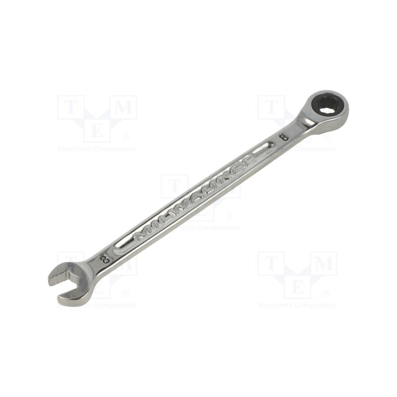1 pcs x Milwaukee - 4932471501 - Wrench, combination spanner,with ratchet, 8mm, Maxbite, L: 146mm